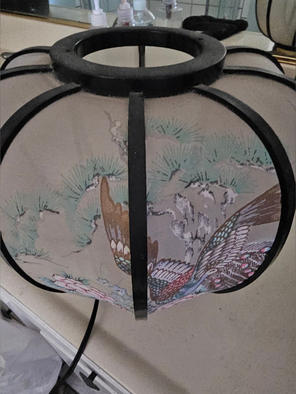 Vintage Chidori Table Lantern in Black and Pastel